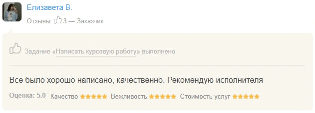 Оригинал отзыва Елизавета В.: Все было хорошо написано, качественно. Рекомендую исполнителя